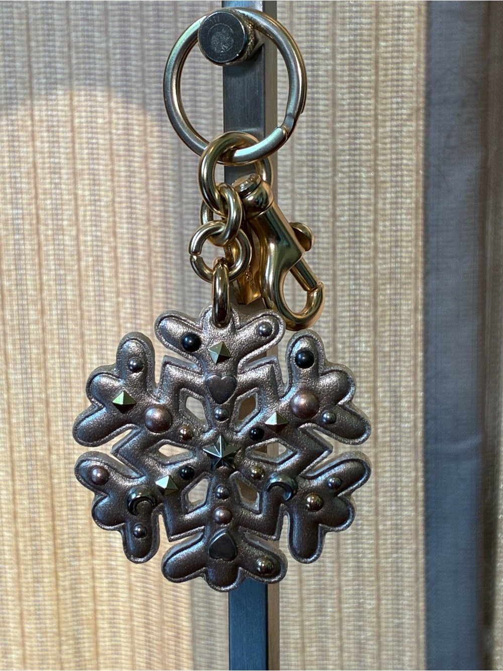 Coach Metallic Bronze Snowflake Key & Card Holder Charm - Picture 3 of 3
